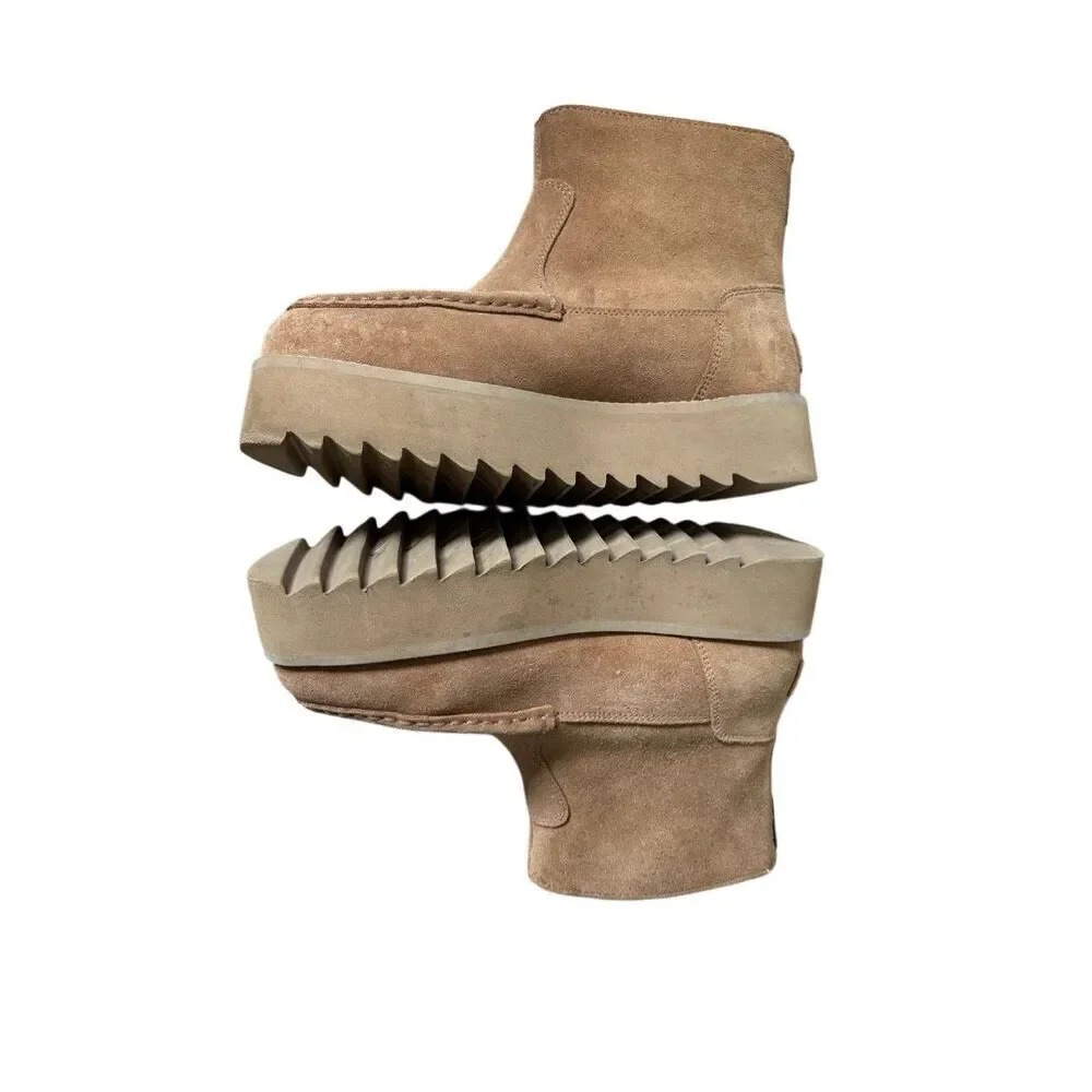 UGG Classic Rising‎ Heel Platform Zip Boots size 7 Suede Tan Chestnut